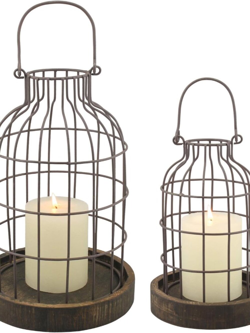 SB-5393C 2PC Wire METAL CLOCHE SET, Set of 2, Brown